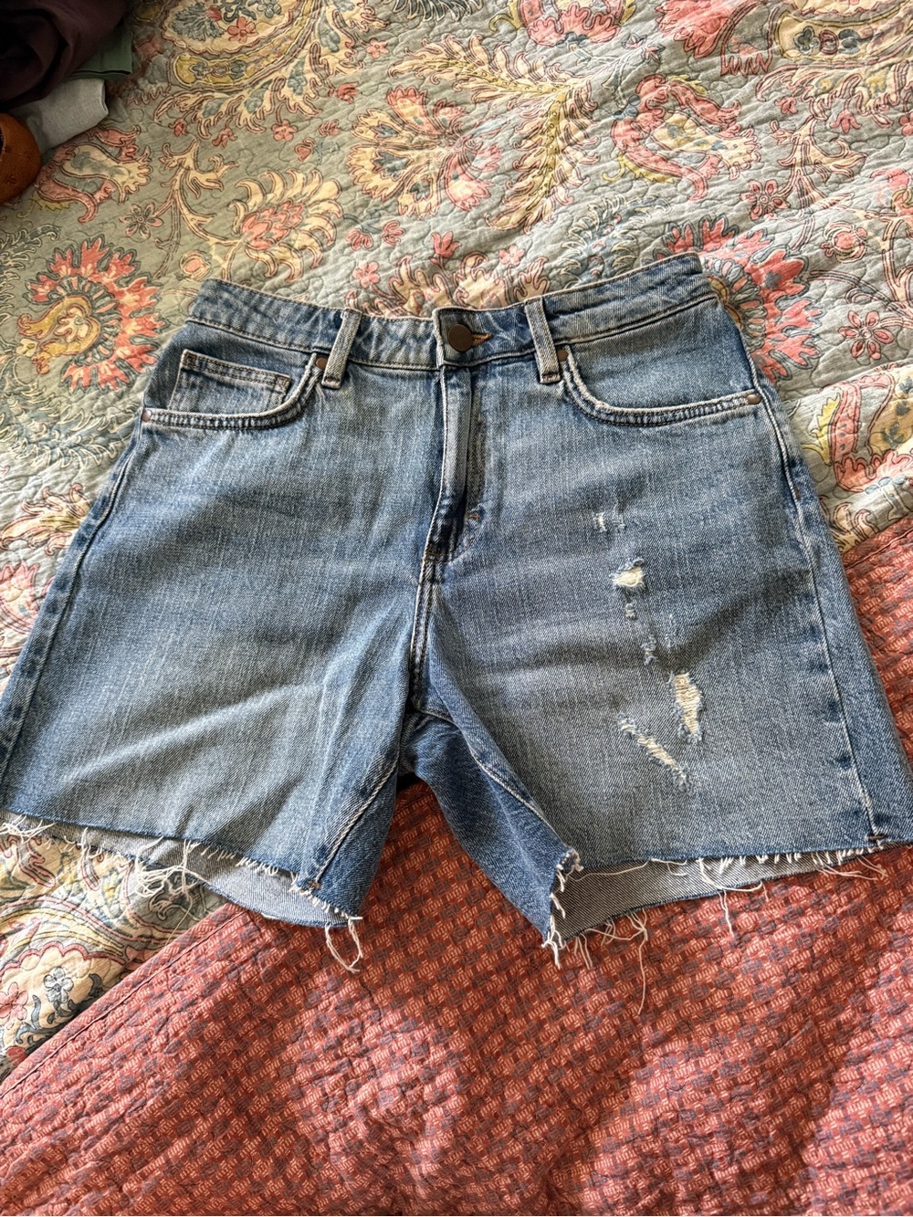 Wrangler Light Blue Distressed Denim Jean Shorts